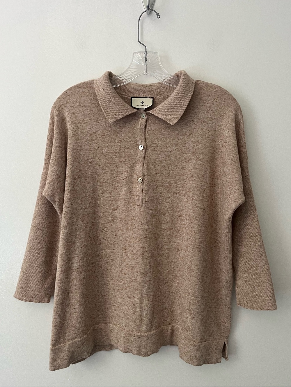 Tuckernuck Heathered Beige/Brown Polo Sweater